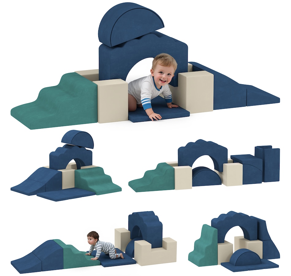 Image 922614.jpg, Product 922-614 / Price $135.99, Qaba 7-Piece Baby Soft Play Set, Foam Climbing Blocks Set, Navy Blue from Qaba on TSC.ca's Home & Garden department
