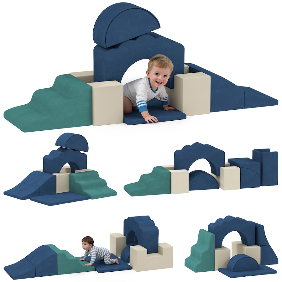Image 922614.jpg, Product 922-614 / Price $119.99, Qaba 7-Piece Baby Soft Play Set, Foam Climbing Blocks Set, Navy Blue from Qaba on TSC.ca's Home & Garden department