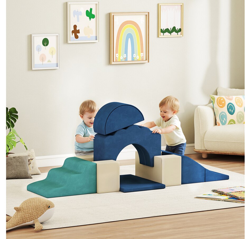 Image 922614_ALTMORE1.jpg, Product 922-614 / Price $135.99, Qaba 7-Piece Baby Soft Play Set, Foam Climbing Blocks Set, Navy Blue from Qaba on TSC.ca's Home & Garden department