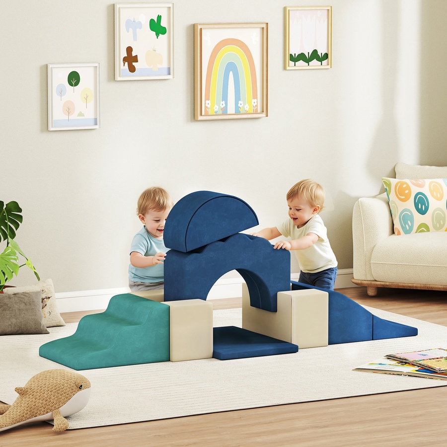 Image 922614_ALTMORE1.jpg, Product 922-614 / Price $119.99, Qaba 7-Piece Baby Soft Play Set, Foam Climbing Blocks Set, Navy Blue from Qaba on TSC.ca's Home & Garden department