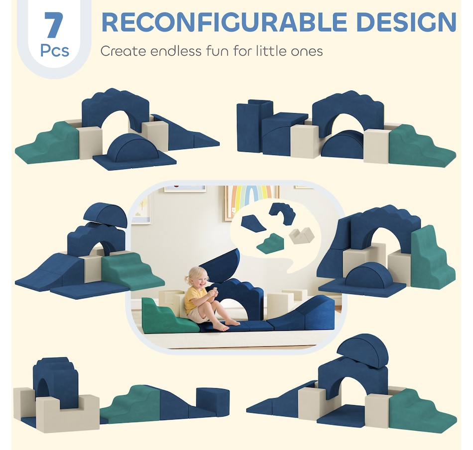 Image 922614_ALTMORE3.jpg, Product 922-614 / Price $135.99, Qaba 7-Piece Baby Soft Play Set, Foam Climbing Blocks Set, Navy Blue from Qaba on TSC.ca's Home & Garden department