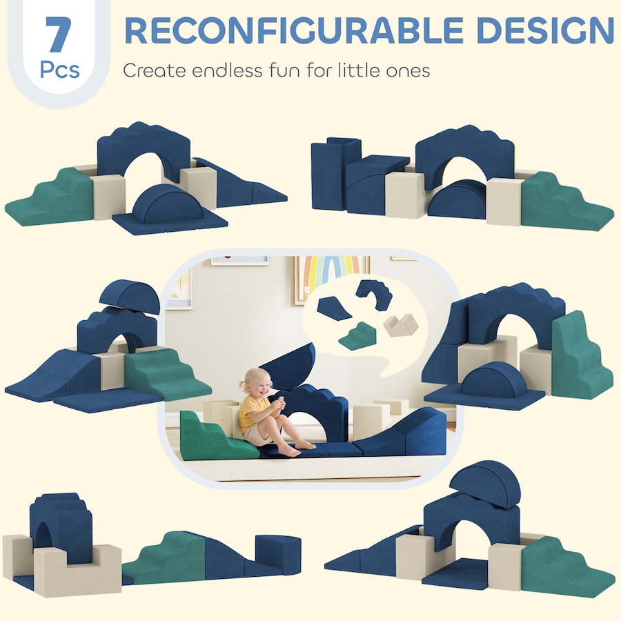 Image 922614_ALTMORE3.jpg, Product 922-614 / Price $119.99, Qaba 7-Piece Baby Soft Play Set, Foam Climbing Blocks Set, Navy Blue from Qaba on TSC.ca's Home & Garden department