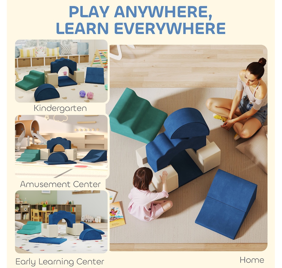 Image 922614_ALTMORE6.jpg, Product 922-614 / Price $135.99, Qaba 7-Piece Baby Soft Play Set, Foam Climbing Blocks Set, Navy Blue from Qaba on TSC.ca's Home & Garden department