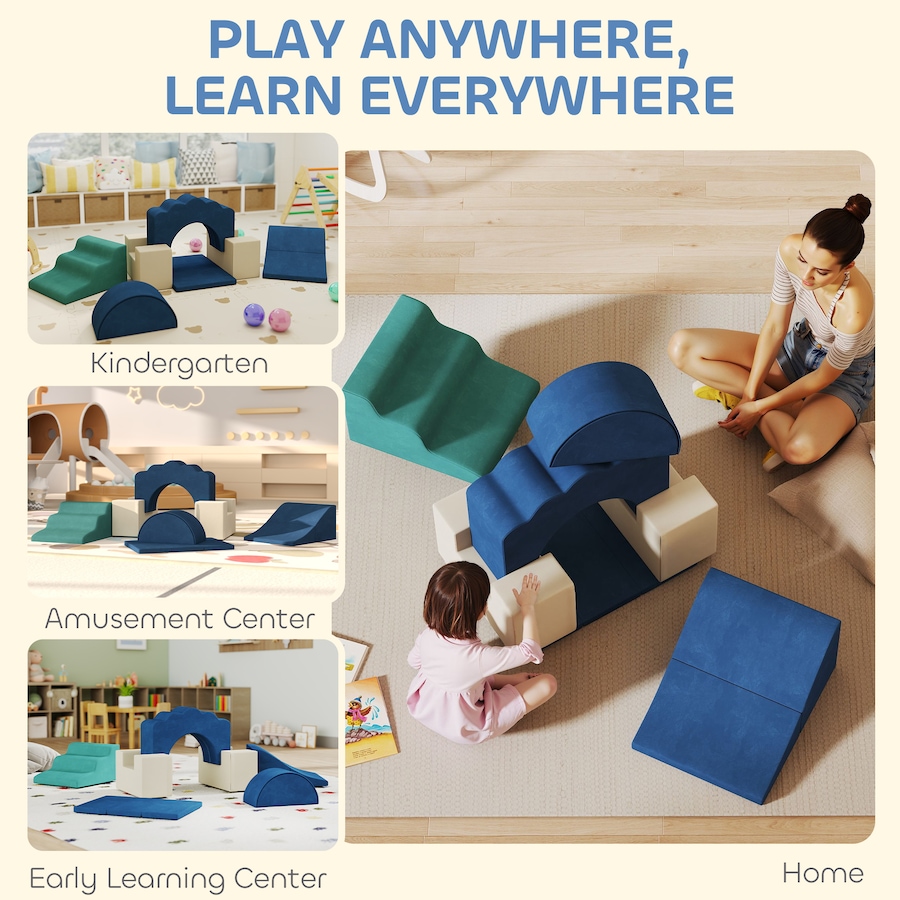 Image 922614_ALTMORE6.jpg, Product 922-614 / Price $119.99, Qaba 7-Piece Baby Soft Play Set, Foam Climbing Blocks Set, Navy Blue from Qaba on TSC.ca's Home & Garden department