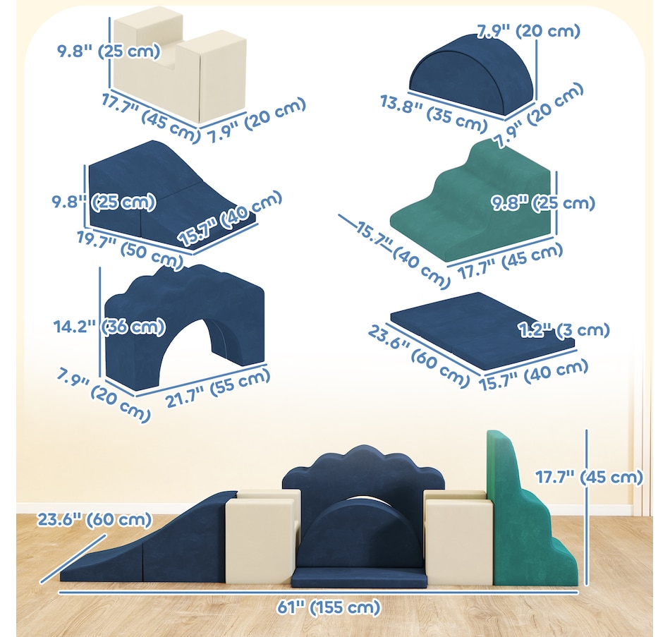 Image 922614_ALTMORE9.jpg, Product 922-614 / Price $135.99, Qaba 7-Piece Baby Soft Play Set, Foam Climbing Blocks Set, Navy Blue from Qaba on TSC.ca's Home & Garden department