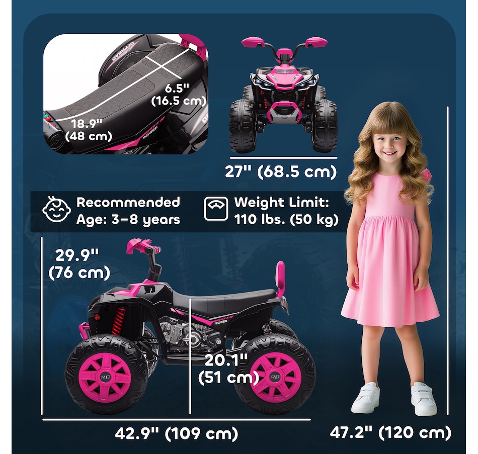Image 922632_ALTMORE2.jpg, Product 922-632 / Price $259.99, Qaba 24V 2-Seater Ride On Car for Kids with Suspension Wheels, Pink from Qaba on TSC.ca's Toys & Hobbies department
