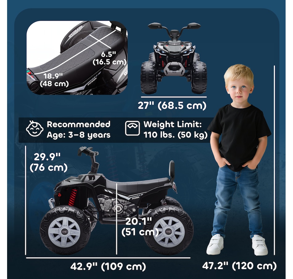 Image 922637_ALTMORE2.jpg, Product 922-637 / Price $259.99, Qaba 24V 2-Seater Ride On Car for Kids with Suspension Wheels, Black from Qaba on TSC.ca's Toys & Hobbies department