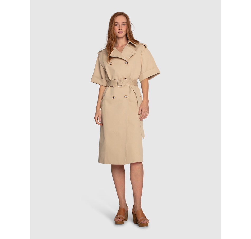 belle bloom Dust Daring Short Sleeve Trench Style Dress