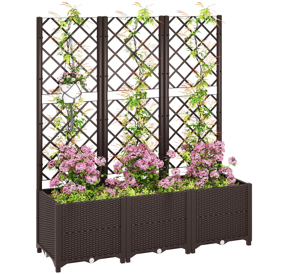 Image 923035.jpg, Product 923-035 / Price $89.99 - $129.99, Outsunny Plastic Raised Bed for Garden, Outdoor Planter Box with Trellis from Outsunny on TSC.ca's Home & Garden department