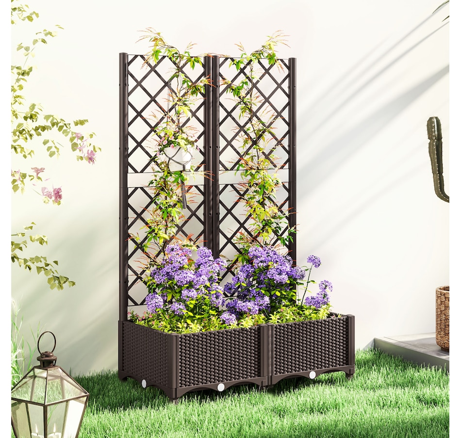 Image 923035_ALTMORE1.jpg, Product 923-035 / Price $89.99 - $129.99, Outsunny Plastic Raised Bed for Garden, Outdoor Planter Box with Trellis from Outsunny on TSC.ca's Home & Garden department