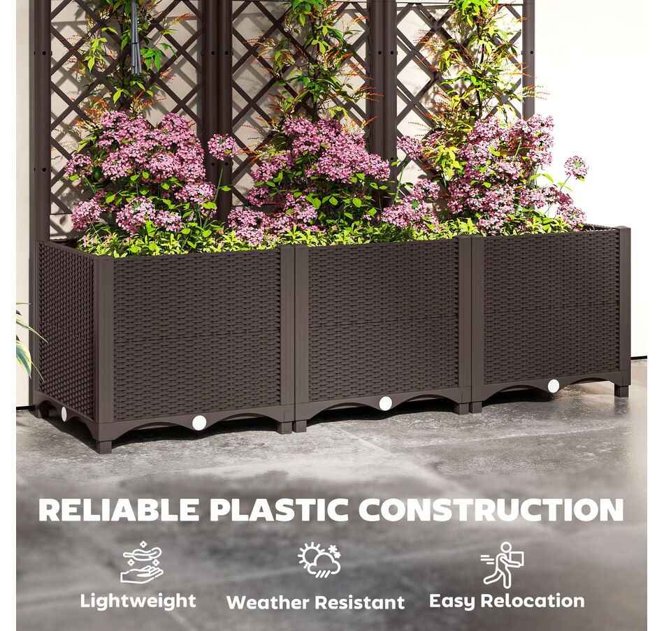 Image 923035_ALTMORE12.jpg, Product 923-035 / Price $89.99 - $129.99, Outsunny Plastic Raised Bed for Garden, Outdoor Planter Box with Trellis from Outsunny on TSC.ca's Home & Garden department