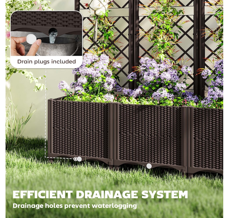 Image 923035_ALTMORE13.jpg, Product 923-035 / Price $89.99 - $129.99, Outsunny Plastic Raised Bed for Garden, Outdoor Planter Box with Trellis from Outsunny on TSC.ca's Home & Garden department