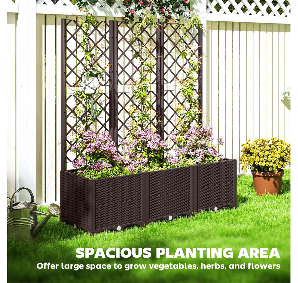 Image 923035_ALTMORE14.jpg, Product 923-035 / Price $89.99 - $129.99, Outsunny Plastic Raised Bed for Garden, Outdoor Planter Box with Trellis from Outsunny on TSC.ca's Home & Garden department