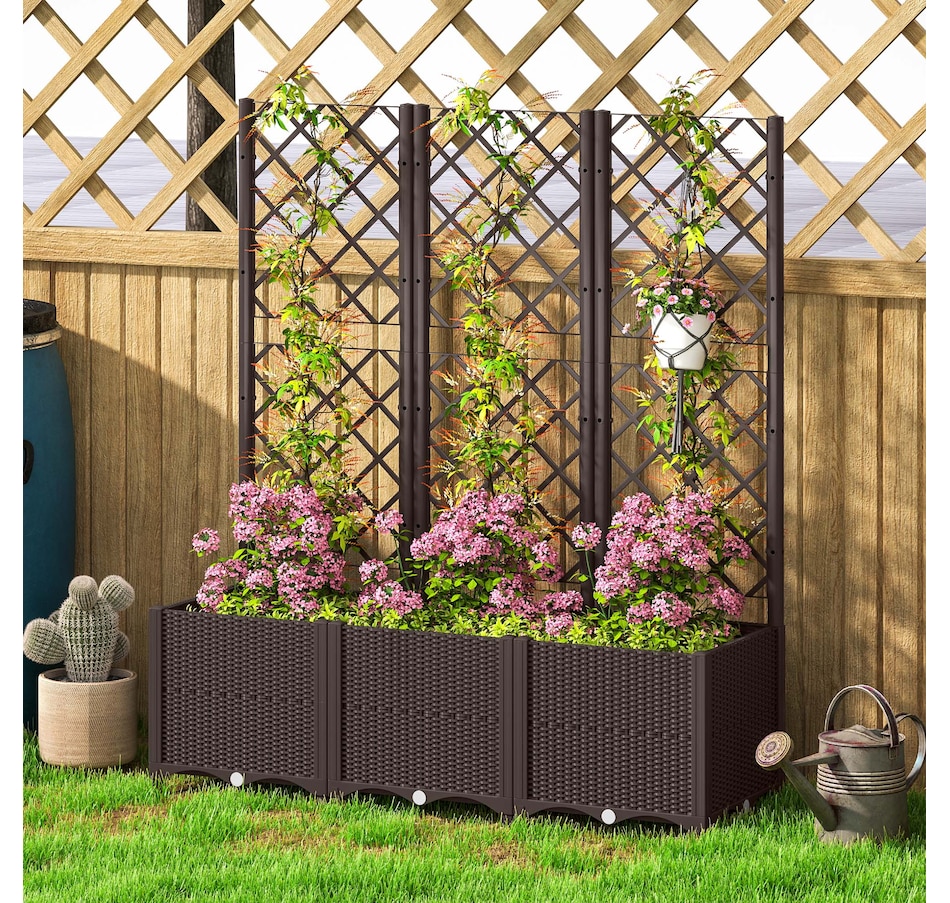 Image 923035_ALTMORE15.jpg, Product 923-035 / Price $89.99 - $129.99, Outsunny Plastic Raised Bed for Garden, Outdoor Planter Box with Trellis from Outsunny on TSC.ca's Home & Garden department
