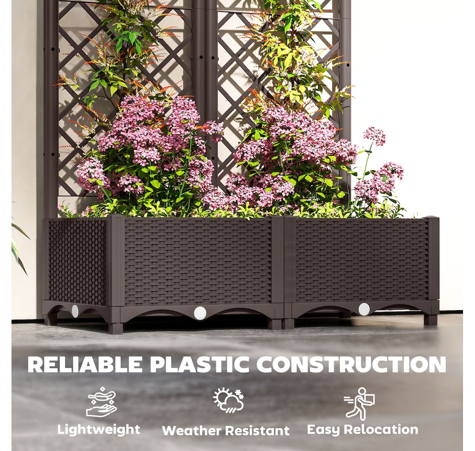 Image 923035_ALTMORE4.jpg, Product 923-035 / Price $89.99 - $129.99, Outsunny Plastic Raised Bed for Garden, Outdoor Planter Box with Trellis from Outsunny on TSC.ca's Home & Garden department