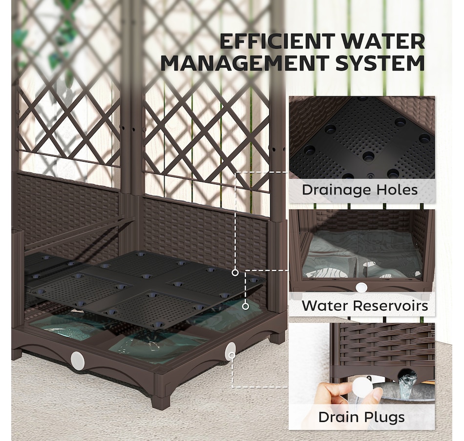 Image 923035_ALTMORE5.jpg, Product 923-035 / Price $89.99 - $129.99, Outsunny Plastic Raised Bed for Garden, Outdoor Planter Box with Trellis from Outsunny on TSC.ca's Home & Garden department
