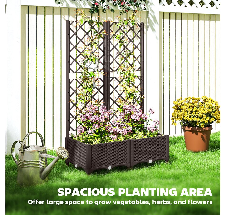 Image 923035_ALTMORE6.jpg, Product 923-035 / Price $89.99 - $129.99, Outsunny Plastic Raised Bed for Garden, Outdoor Planter Box with Trellis from Outsunny on TSC.ca's Home & Garden department