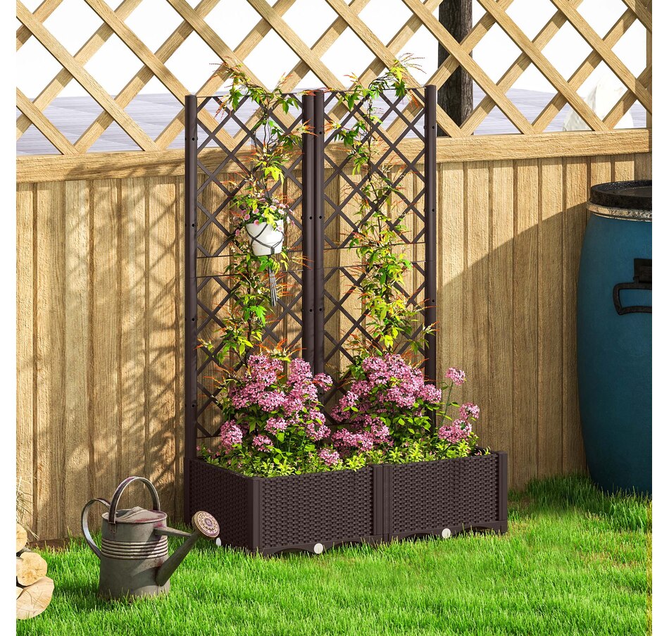 Image 923035_ALTMORE7.jpg, Product 923-035 / Price $89.99 - $129.99, Outsunny Plastic Raised Bed for Garden, Outdoor Planter Box with Trellis from Outsunny on TSC.ca's Home & Garden department