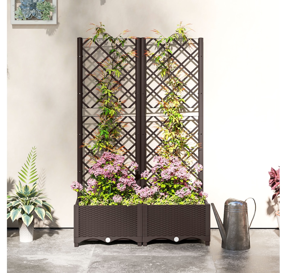 Image 923035_ALTMORE8.jpg, Product 923-035 / Price $89.99 - $129.99, Outsunny Plastic Raised Bed for Garden, Outdoor Planter Box with Trellis from Outsunny on TSC.ca's Home & Garden department