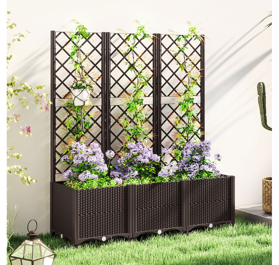 Image 923035_ALTMORE9.jpg, Product 923-035 / Price $89.99 - $129.99, Outsunny Plastic Raised Bed for Garden, Outdoor Planter Box with Trellis from Outsunny on TSC.ca's Home & Garden department
