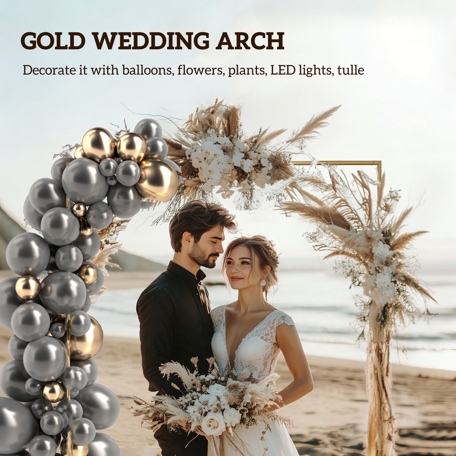 Image 923039_ALTMORE3.jpg, Product 923-039 / Price $47.99, Outsunny Wedding Arch Backdrop Stand, 6.6 FT Square Wedding Arch, Gold from Outsunny on TSC.ca's Home & Garden department