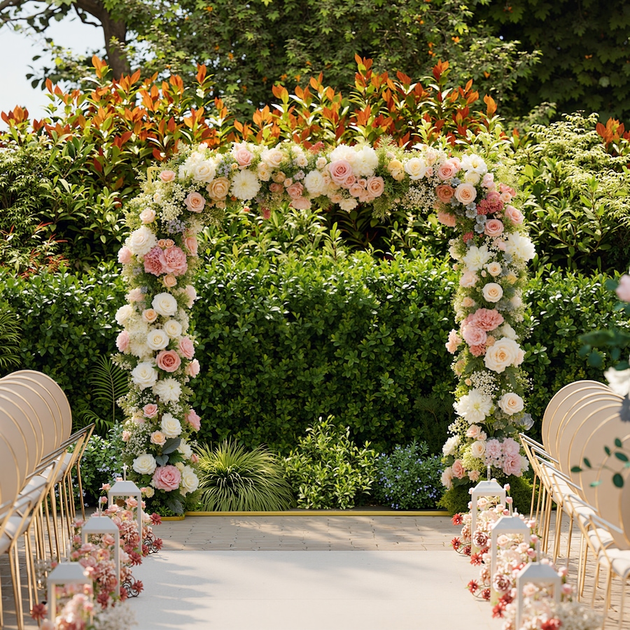 Image 923039_ALTMORE8.jpg, Product 923-039 / Price $47.99, Outsunny Wedding Arch Backdrop Stand, 6.6 FT Square Wedding Arch, Gold from Outsunny on TSC.ca's Home & Garden department