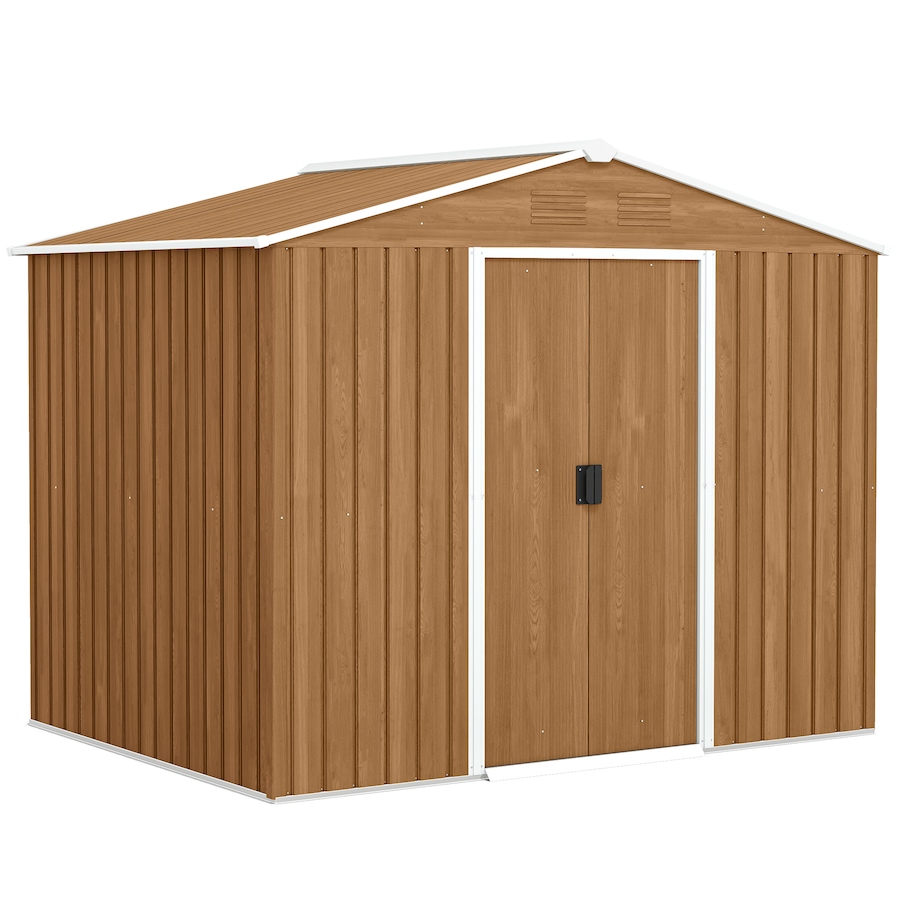 Image 923044.jpg, Product 923-044 / Price $349.99, Outsunny 8'x6' Metal Outdoor Storage Shed w/ Sliding Doors Dark Brown from Outsunny on TSC.ca's Home & Garden department