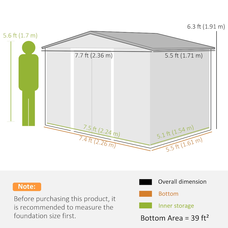 Image 923044_ALTMORE2.jpg, Product 923-044 / Price $349.99, Outsunny 8'x6' Metal Outdoor Storage Shed w/ Sliding Doors Dark Brown from Outsunny on TSC.ca's Home & Garden department