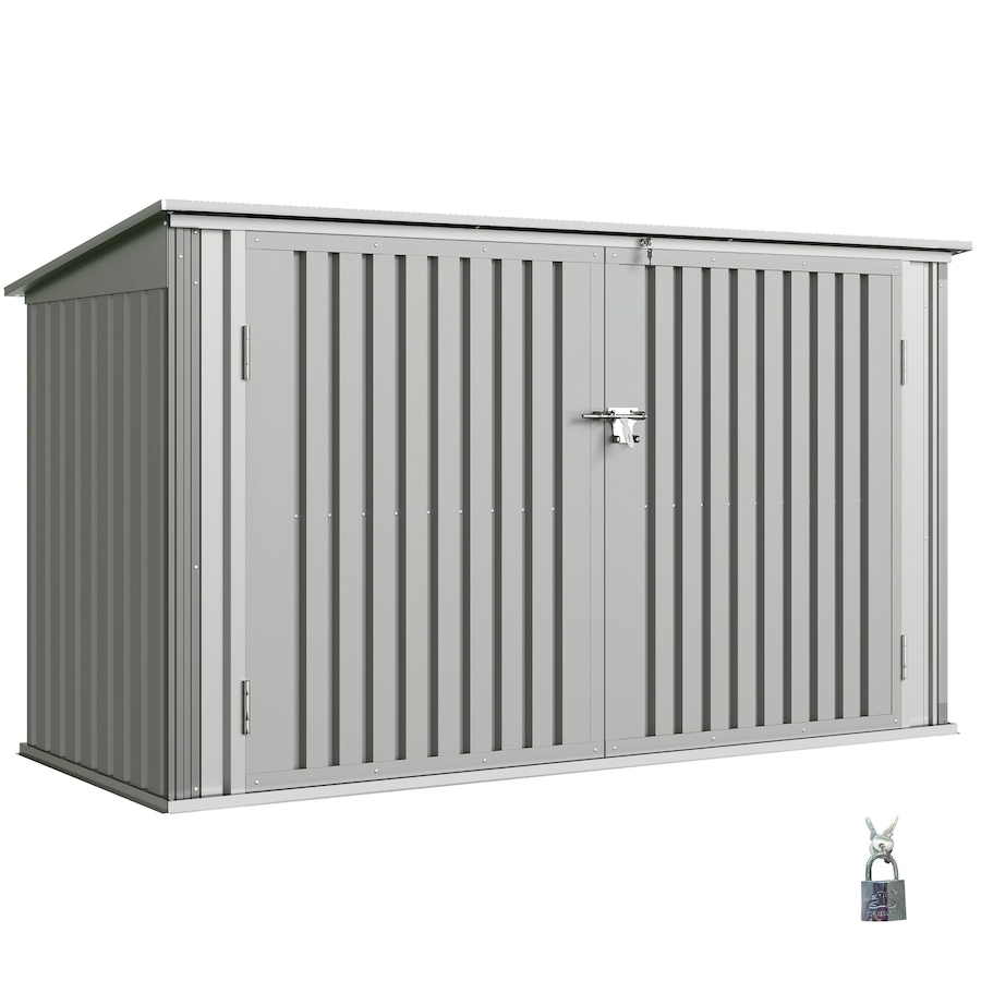 Image 923048.jpg, Product 923-048 / Price $489.99, Outsunny 7.6 x 3.4ft Garbage Bin Shed with Lockable Doors, Lid, Silver Grey from Outsunny on TSC.ca's Home & Garden department