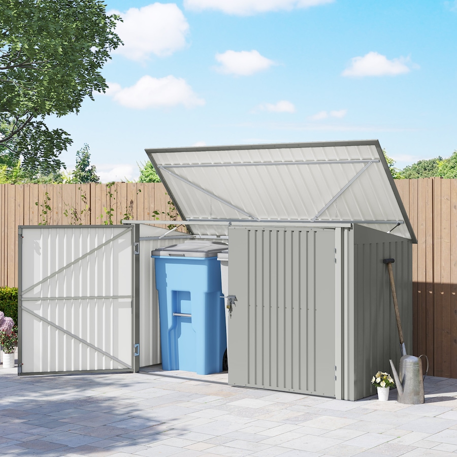 Image 923048_ALTMORE1.jpg, Product 923-048 / Price $489.99, Outsunny 7.6 x 3.4ft Garbage Bin Shed with Lockable Doors, Lid, Silver Grey from Outsunny on TSC.ca's Home & Garden department