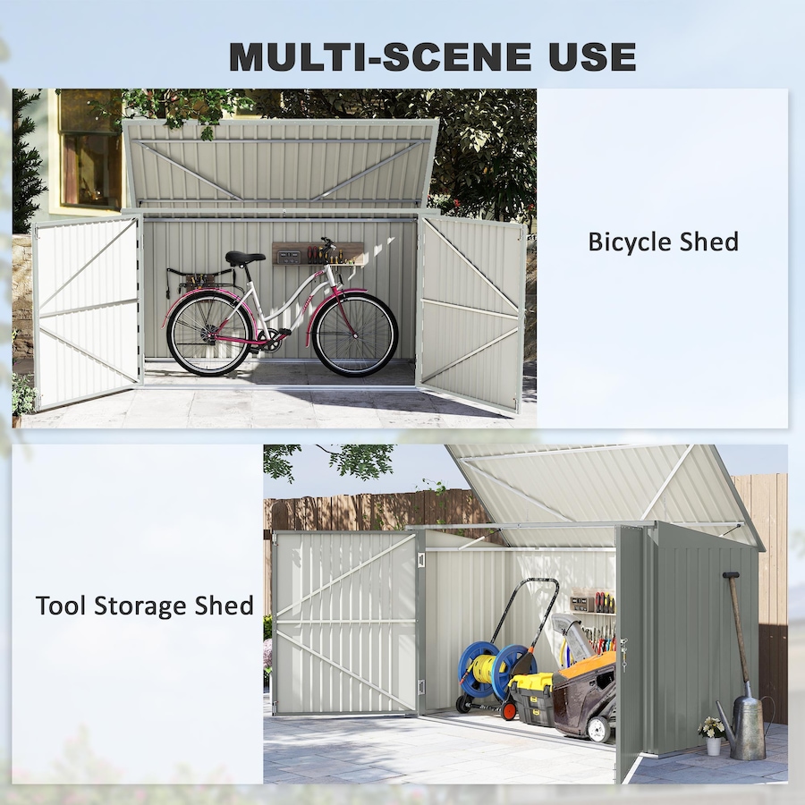 Image 923048_ALTMORE3.jpg, Product 923-048 / Price $489.99, Outsunny 7.6 x 3.4ft Garbage Bin Shed with Lockable Doors, Lid, Silver Grey from Outsunny on TSC.ca's Home & Garden department