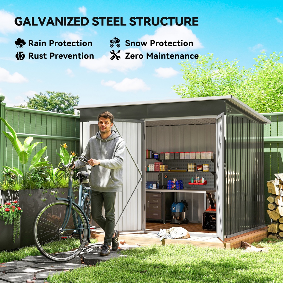 Image 923050_ALTMORE3.jpg, Product 923-050 / Price $549.99, Outsunny 8.5' x 6' Metal Outdoor Storage Shed with Window, Lockable Doors from Outsunny on TSC.ca's Home & Garden department