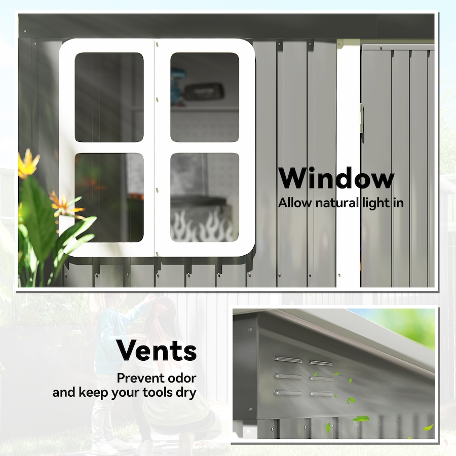 Image 923050_ALTMORE4.jpg, Product 923-050 / Price $549.99, Outsunny 8.5' x 6' Metal Outdoor Storage Shed with Window, Lockable Doors from Outsunny on TSC.ca's Home & Garden department