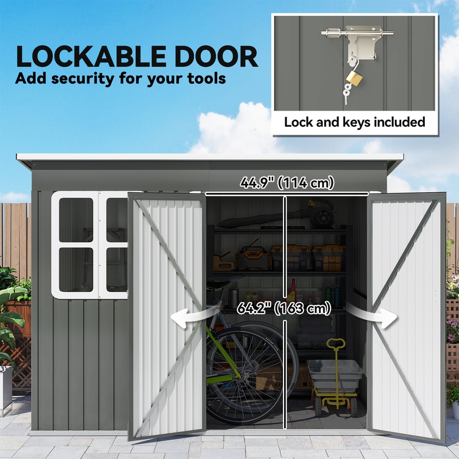 Image 923050_ALTMORE5.jpg, Product 923-050 / Price $549.99, Outsunny 8.5' x 6' Metal Outdoor Storage Shed with Window, Lockable Doors from Outsunny on TSC.ca's Home & Garden department