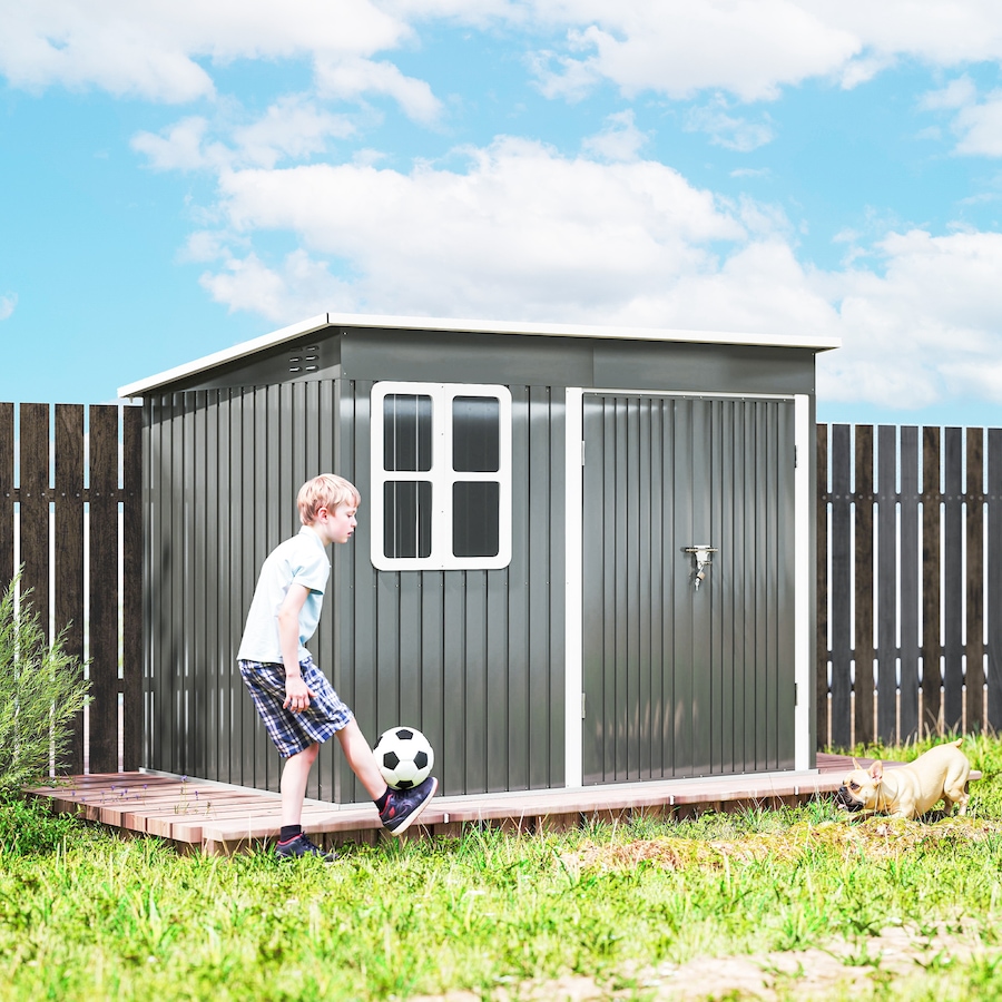 Image 923050_ALTMORE8.jpg, Product 923-050 / Price $549.99, Outsunny 8.5' x 6' Metal Outdoor Storage Shed with Window, Lockable Doors from Outsunny on TSC.ca's Home & Garden department