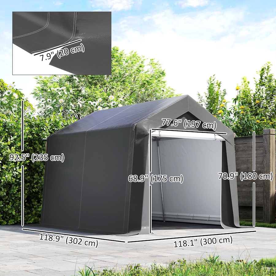 Image 923052_ALTMORE2.jpg, Product 923-052 / Price $329.99, Outsunny 10' x 10' Portable Shed, Outdoor Shed with Roll-up Door Dark Grey from Outsunny on TSC.ca's Home & Garden department
