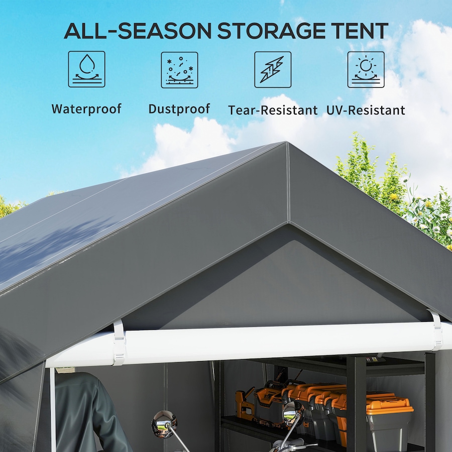 Image 923052_ALTMORE3.jpg, Product 923-052 / Price $329.99, Outsunny 10' x 10' Portable Shed, Outdoor Shed with Roll-up Door Dark Grey from Outsunny on TSC.ca's Home & Garden department