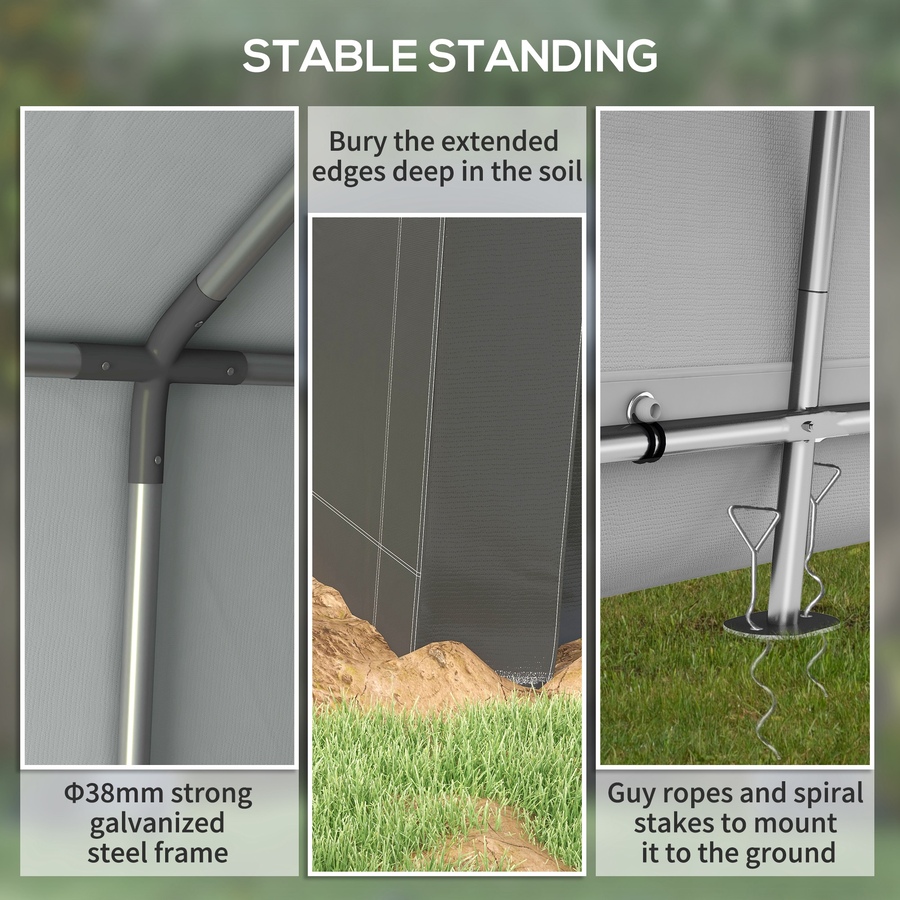 Image 923052_ALTMORE4.jpg, Product 923-052 / Price $329.99, Outsunny 10' x 10' Portable Shed, Outdoor Shed with Roll-up Door Dark Grey from Outsunny on TSC.ca's Home & Garden department