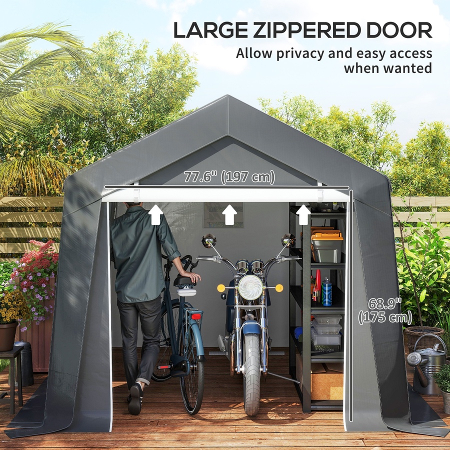 Image 923052_ALTMORE5.jpg, Product 923-052 / Price $329.99, Outsunny 10' x 10' Portable Shed, Outdoor Shed with Roll-up Door Dark Grey from Outsunny on TSC.ca's Home & Garden department