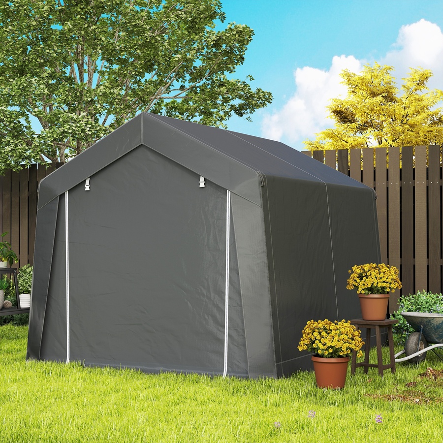 Image 923052_ALTMORE7.jpg, Product 923-052 / Price $329.99, Outsunny 10' x 10' Portable Shed, Outdoor Shed with Roll-up Door Dark Grey from Outsunny on TSC.ca's Home & Garden department