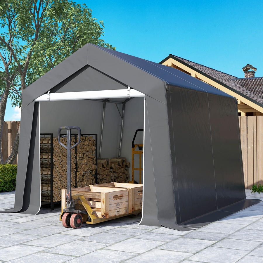 Image 923052_ALTMORE8.jpg, Product 923-052 / Price $329.99, Outsunny 10' x 10' Portable Shed, Outdoor Shed with Roll-up Door Dark Grey from Outsunny on TSC.ca's Home & Garden department