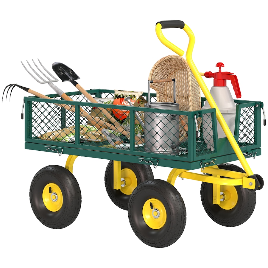 Image 923061.jpg, Product 923-061 / Price $135.99, Outsunny Garden Cart with Removable Sides to Convert into Flatbed, Green from Outsunny on TSC.ca's Home & Garden department