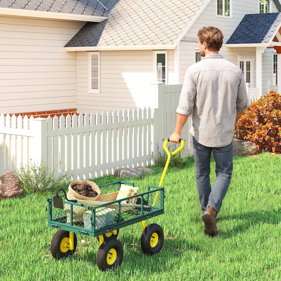 Image 923061_ALTMORE1.jpg, Product 923-061 / Price $135.99, Outsunny Garden Cart with Removable Sides to Convert into Flatbed, Green from Outsunny on TSC.ca's Home & Garden department