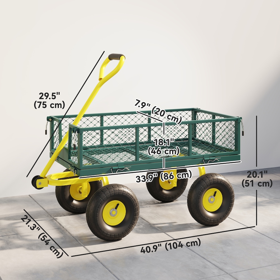 Image 923061_ALTMORE2.jpg, Product 923-061 / Price $135.99, Outsunny Garden Cart with Removable Sides to Convert into Flatbed, Green from Outsunny on TSC.ca's Home & Garden department