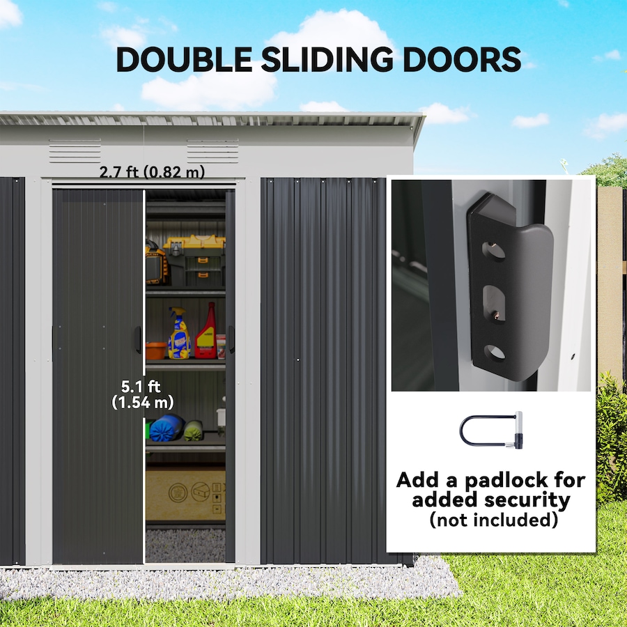 Image 923094_ALTMORE4.jpg, Product 923-094 / Price $229.99 - $299.99, Outsunny Outdoor Storage Shed, Metal Garden Tool Storage from Outsunny on TSC.ca's Home & Garden department