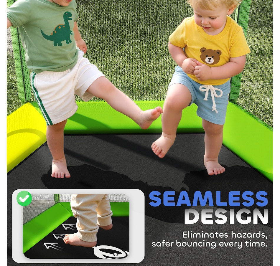 Image 923096_ALTMORE4.jpg, Product 923-096 / Price $176.99, Qaba 85" Trampoline for Kids with Slide, Ladder and Safety Enclosure, Green from Qaba on TSC.ca's Home & Garden department