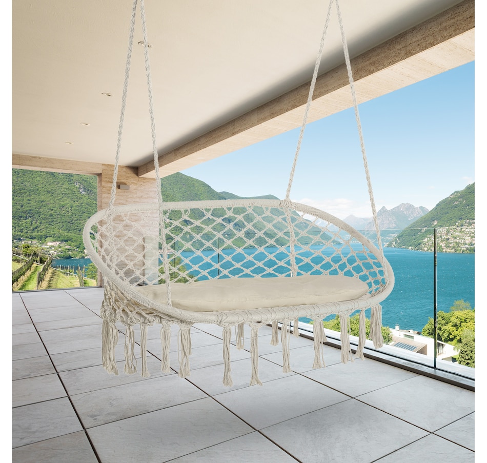 Image 923099.jpg, Product 923-099 / Price $104.99, Outsunny Hanging Hammock Chair 2 Seat, Hammock Swing Chair Cream White from Outsunny on TSC.ca's Home & Garden department