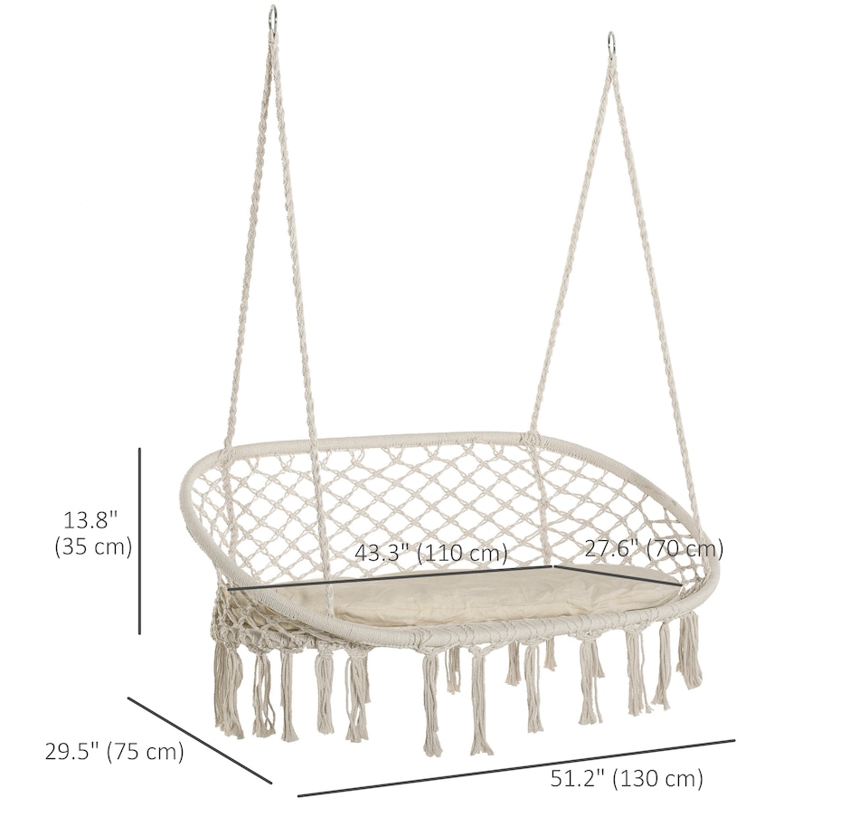 Image 923099_ALTMORE2.jpg, Product 923-099 / Price $104.99, Outsunny Hanging Hammock Chair 2 Seat, Hammock Swing Chair Cream White from Outsunny on TSC.ca's Home & Garden department