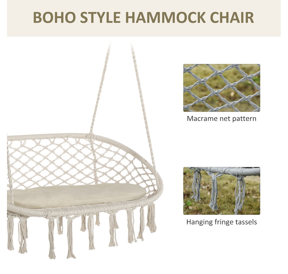 Image 923099_ALTMORE3.jpg, Product 923-099 / Price $104.99, Outsunny Hanging Hammock Chair 2 Seat, Hammock Swing Chair Cream White from Outsunny on TSC.ca's Home & Garden department
