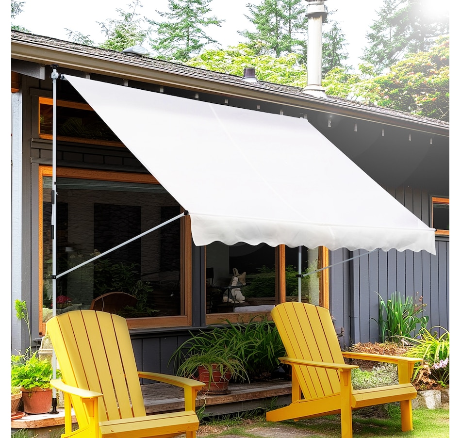 Image 923109_ALTMORE1.jpg, Product 923-109 / Price $129.99, Outsunny 9.8'x4.9' Retractable Patio Awning Floor-to-ceiling Shade White from Outsunny on TSC.ca's Home & Garden department